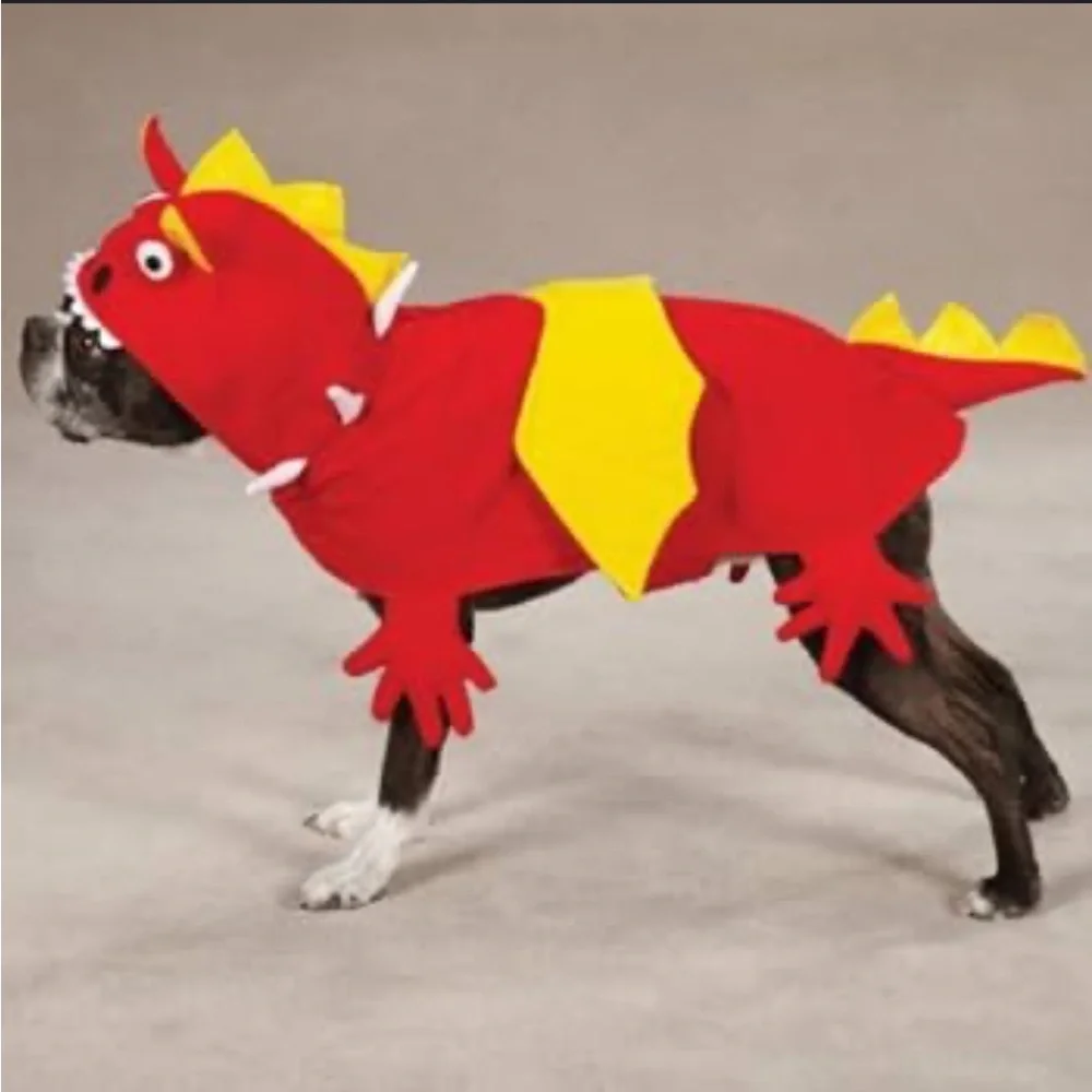 Zack & Zoey red yellow Chinese dragon dog costume size large